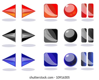 Vector of glassy (multimedia) buttons
