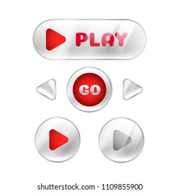 Vector glassy Play media buttons, isolated video icons for web, mobile app, logo, infographics, game interface, ui, graphic design, GUI asset