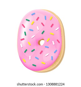 Vector glazed pink number 0 from donut font. Sweet tasty cookie figure. Food illustration
