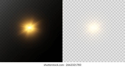Vector Glistering Stage Lights and Neon Flares with Transparent Background PNG.