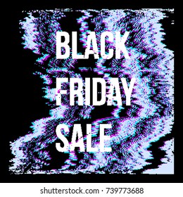 vector glitch anaglif black friday sale discount decoration abstract modern advertising banner template dark background