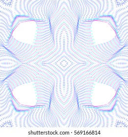 vector glitch anaglif warped parametric shape surface waves white background decoration backdrop
