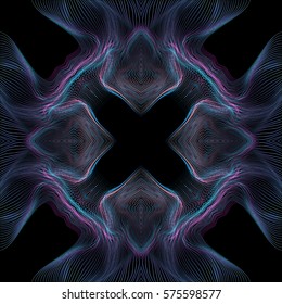 vector glitch anaglif warped parametric lines shape abstract waves black background decoration
