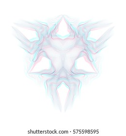 vector glitch anaglif warped parametric lines triangle shape abstract waves white background decoration