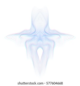 vector glitch anaglif warped parametric lines shape abstract waves white background decoration
