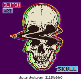Vector GLITCH ART frontale Skulptur Zickzack deformiert im Stil des alten TV und VHS und RGB-Modus beschädigte Grafik-Signal.