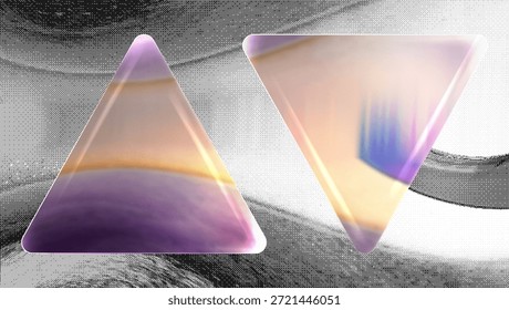 Vector Glitch Art . Glassmorphism Triangle Background, Halftone Effect . Abstract Grunge Texture, Modern Design Aesthetic - Powered by Shutterstock - Get 15% off with code: PIKWIZARD15