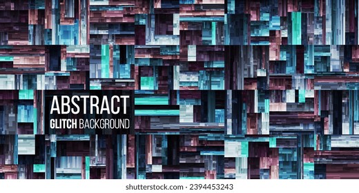 Vector glitch art modern digital complex grunge texture. Distorted broken data. Digital information noise structure. Big data sorting visualization. Quantum computer. Large database processing concept