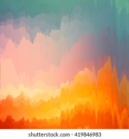 Vector glitch background. Digital image data distortion. Corrupted image vector file. Colorful abstract background for your designs. Chaos aesthetics of signal error. Digital decay.
