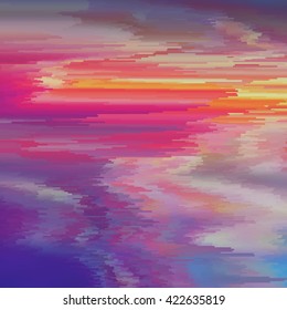 Vector glitch background. Digital image data distortion. Corrupted image vector file. Colorful abstract background for your designs. Chaos aesthetics of signal error. Digital decay.