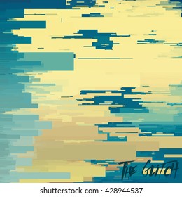 Vector glitch background. Digital image data distortion. Corrupted image vector file. Colorful abstract background for your designs. Chaos aesthetics of signal error. Digital decay.