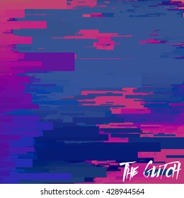 Vector glitch background. Digital image data distortion. Corrupted image vector file. Colorful abstract background for your designs. Chaos aesthetics of signal error. Digital decay.