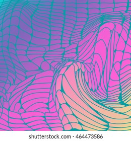 Vector glitch background. Digital image data distortion. Corrupted image vector file.  Chaos aesthetics. Digital decay. Colorful abstract background for your designs. Pink- yellow-blue. Mesh gradient.