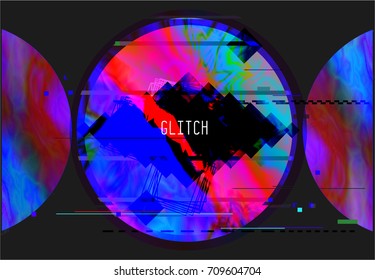 Vector glitch background. Digital image data distortion. Corrupted image vector file. Colorful abstract background. Chaos aesthetics. Signal error. 