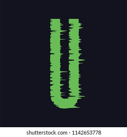 Vector glitch cartoon font. Trendy style lettering typeface. 