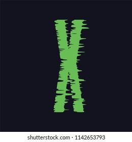 Vector glitch cartoon font. Trendy style lettering typeface. 