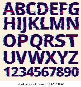 Vector glitch fonts pack. distortion effect. New design