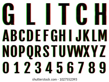 Vector glitch fonts pack.  Letters and numbers vector illustration.