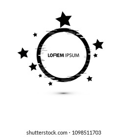 Vector glitch frames set. Geometric shapes with distortion effect and stars, Glow Design for Graphic Design. Vector Illustration