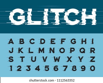 Vector of Glitch Modern Alphabet Letters and numbers, Grunge linear stylized rounded fonts, Black Letters set for Futuristic,Universal, Digital, sci-fi, Technology, Future, Geometric, Speed, Military