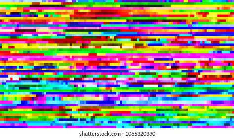 Vector glitch pattern background. Colorful snowy screen of no transmission signal.