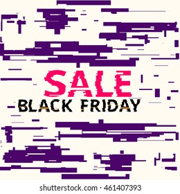 Vector glitch sale illustration. Art glitch background, sale black friday information. New special sale illustration background