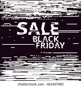 Vector glitch sale illustration. Art glitch background, sale black friday information. New special sale illustration background