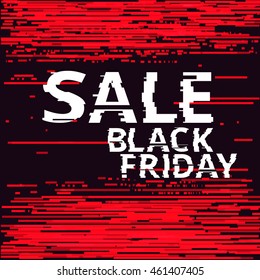 Vector glitch sale illustration. Art glitch background, sale black friday information. New special sale illustration background
