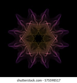 vector glitch violet orange warped parametric lines shape abstract star waves black background decoration