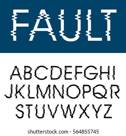 abecedario con rayado vectorial, ilustración de letras con distorsión de pantalla