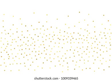 Vector glitter background. Cute small falling golden dots. Sparkle background. Glitter sparkle confetti texture. New year celebration invitation card template with luxury stardust. Gold chridtmas card
