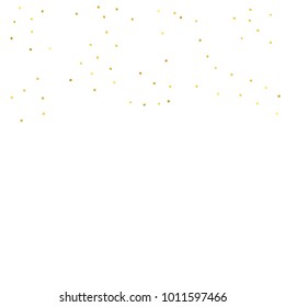 Vector glitter background. Cute small falling golden dots. Sparkle background. Glitter sparkle confetti texture. New year celebration invitation card template with luxury stardust. Gold chridtmas card