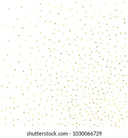 Vector glitter background. Cute small falling golden dots. Sparkle background. Glitter sparkle confetti texture. New year celebration invitation card template with luxury stardust. Gold chridtmas card