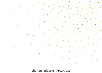 Vector glitter background. Cute small falling golden dots. Sparkle background. Glitter sparkle confetti texture. New year celebration invitation card template with luxury stardust. Gold chridtmas card