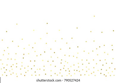 Vector glitter background. Cute small falling golden dots. Sparkle background. Glitter sparkle confetti texture. New year celebration invitation card template with luxury stardust. Gold chridtmas card