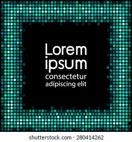 Vector glitter background and frame in disco style