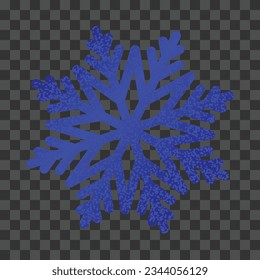  Vector glitter blue snowflake on transparent background