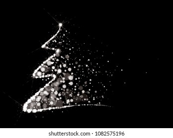Vector glitter Christmas tree. Christmas tree greeting card.