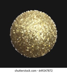 Vector glitter golden sphere isolated on black