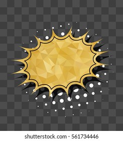 Vector glitter icon speech phrase, cartoon label tag expression, sounds illustration. Gold sparkle star comic text balloon comic box sound effects. Comics book bubble