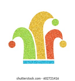 Vector glitter illustration of april Fools day jester hat on white background