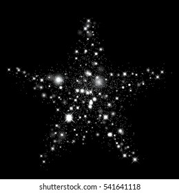 Vector glitter particles background effect for luxury greeting rich card. Sparkling texture. Star dust sparks in explosion on black background