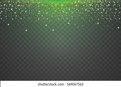 Vector glitter particles background effect for luxury greeting rich card. Sparkling texture. Star dust sparks in explosion on transparent background.