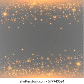 Vector glitter particles background effect for luxury greeting rich card. Sparkling texture. Star dust sparks in explosion on transparent background.