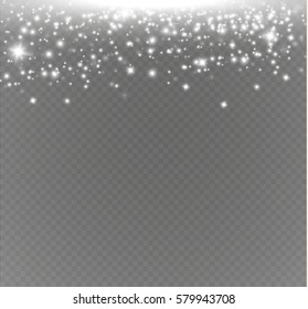 Vector glitter particles background effect for luxury greeting rich card. Sparkling texture. Star dust sparks in explosion on transparent background.