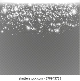 Vector glitter particles background effect for luxury greeting rich card. Sparkling texture. Star dust sparks in explosion on transparent background.