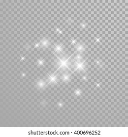 Vector Glitter Star Burst Light Effect On Transparent Background.
