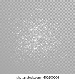 Vector glitter starburst glowing lights effect on transparent background.