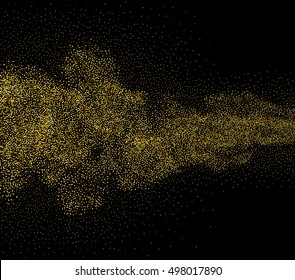 Vector glittering golden flow dust movement. Texture background.