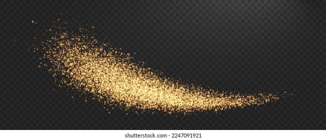 Vector glittering sparks on transparent background. Golden dust PNG light effect. Stock royalty free illustration